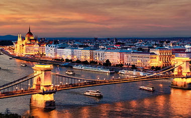 Budapest and the River Danube at sunset, Hungary Budapest and the River Danube at sunset, Hungary